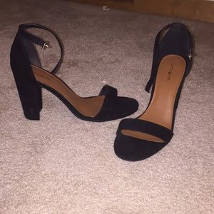 Black, ankle strap heels.